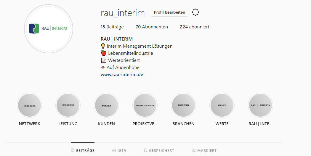 Instagram in der Lebensmittel­industrie - RAU INTERIM Manager