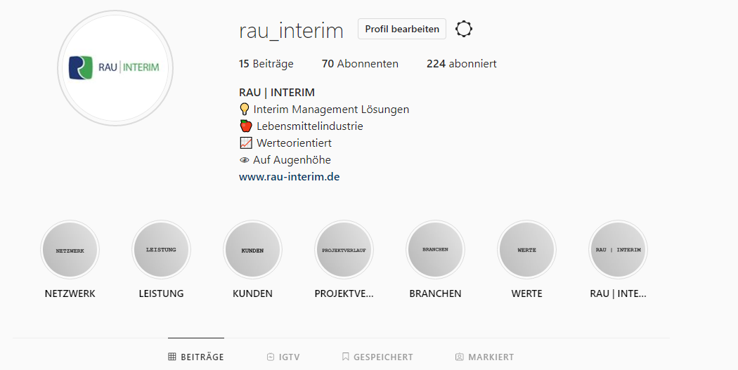 Instagram Lebensmittel Interim Manager