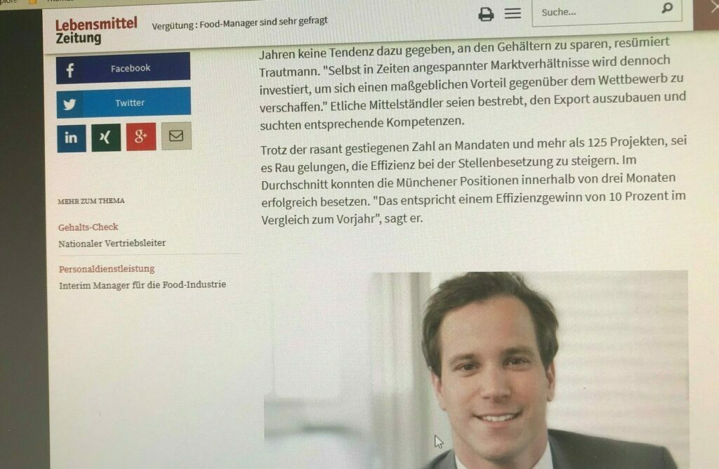 Food Interim Manager sind sehr gefragt Lebensmittel Interim Manager