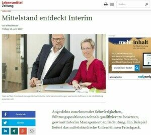 Mittelstand entdeckt Interim in der Lebensmittelindustrie - RAU INTERIM Manager