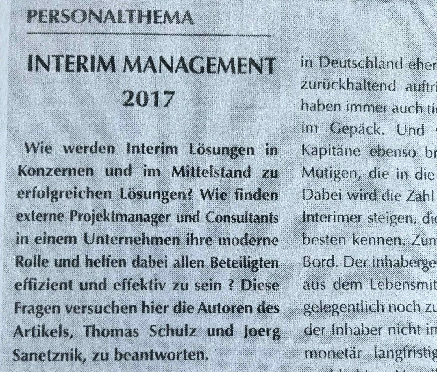 PERSONALintern – Interim Lösungen 2017 Lebensmittel Interim Manager