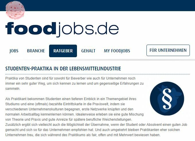 Praktikum in der Lebensmittelindustrie in der Lebensmittelindustrie - RAU | INTERIM Management