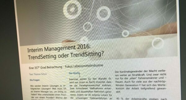 Interim Management 2016: Trendsetteing oder Trendsitting? in der Lebensmittelindustrie - RAU INTERIM Manager