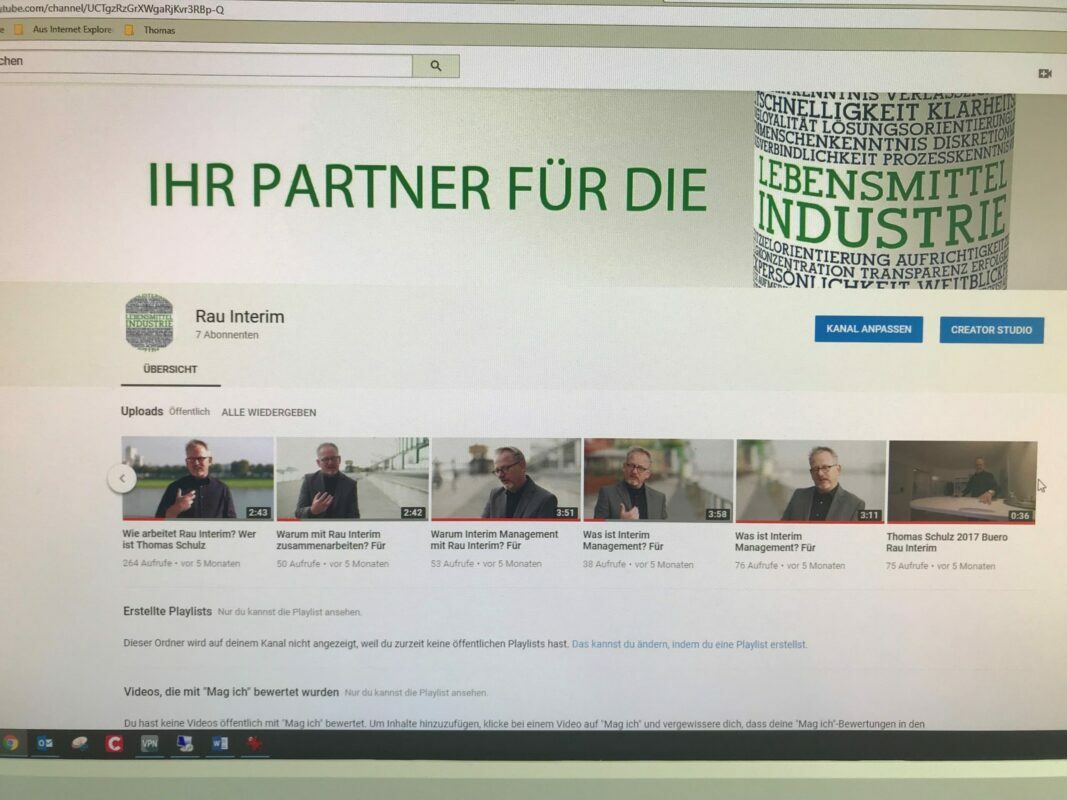 YouTube und Rau Interim Lebensmittel Interim Manager